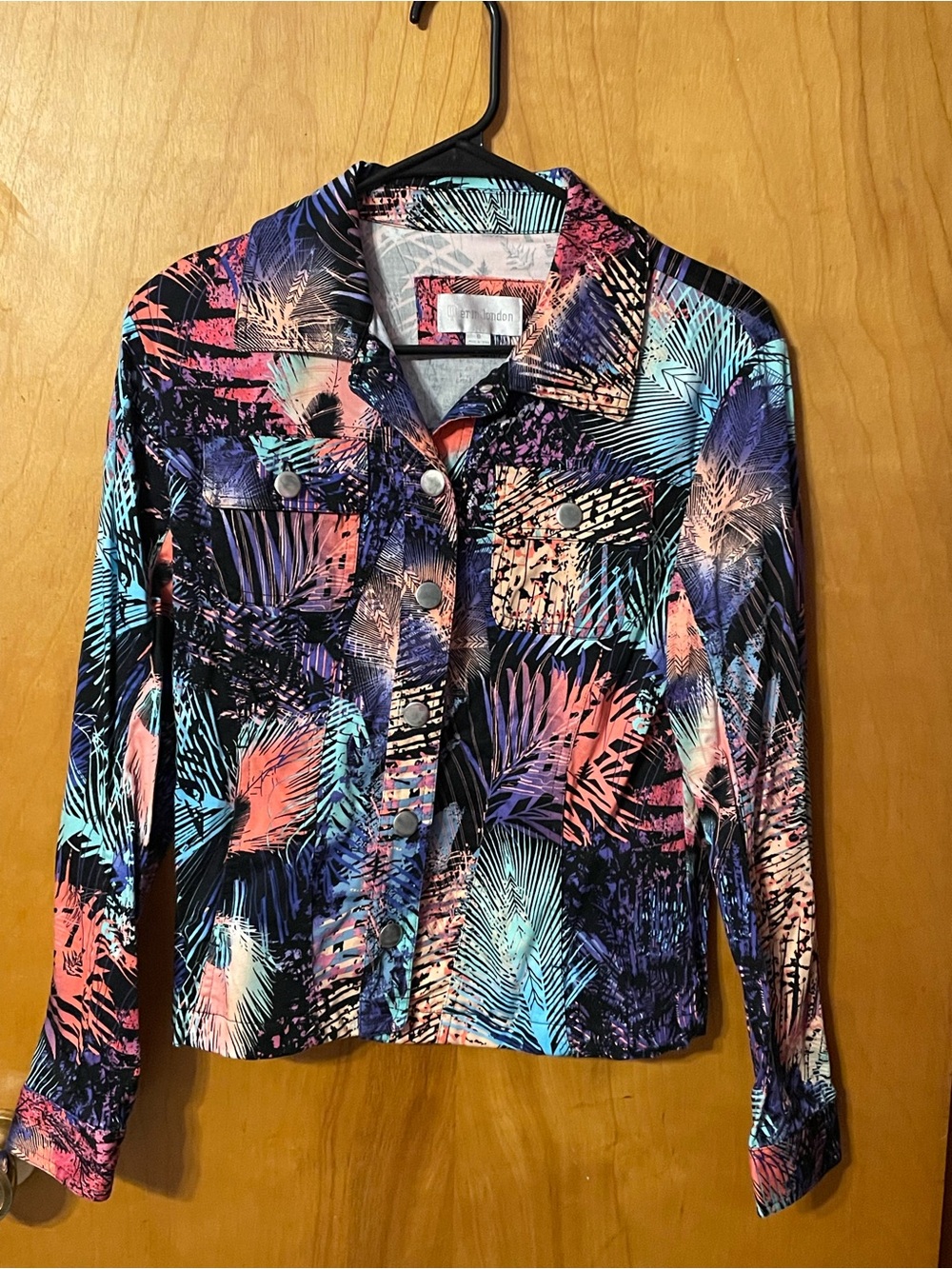 erin london Multicolor Tropical Print Snap-Front Jacket